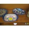 Image 4 : DECORATIVE COLORFUL PLATES & SERVING DISHES & 3 POTTERY PITCHERS