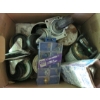 Image 4 : HUBCAPS & BOX OF MISC. CASTORS, HACKSAWS, ETC.
