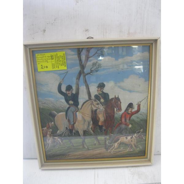 GOVACHE EARLY HUNTING SCENE PAINTING