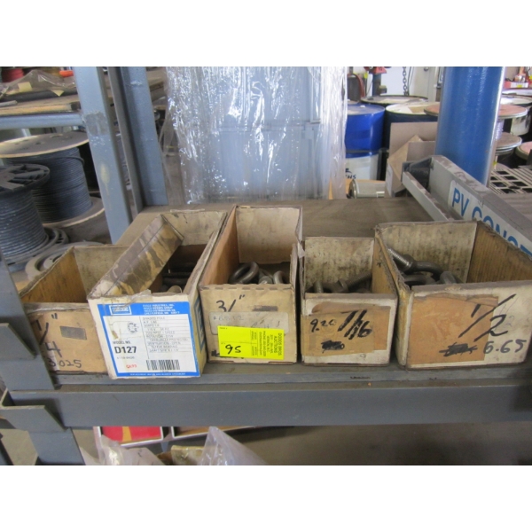 5 BOXES W/VARIOUS SIZE EYE BOLTS