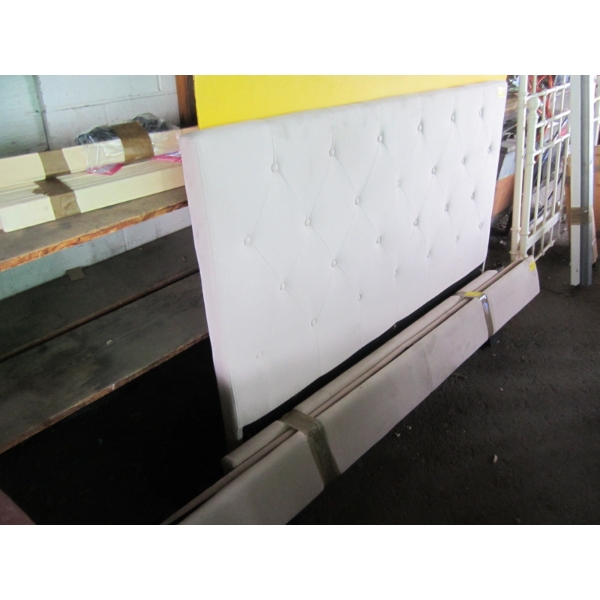 BEIGE FABRIC DOUBLE BEDFRAME