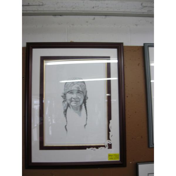 FRAMED NUMBERED SIGNED PICTURE OF NATIVE WOMAN
