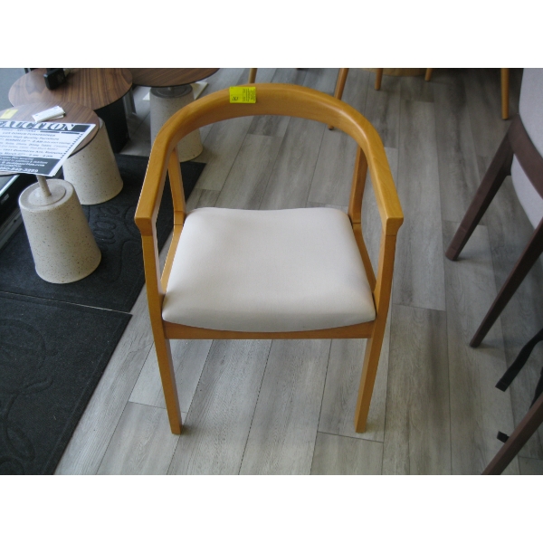 LIGHT UPHOLSTERED WOOD FRAMED DINING CHAIR