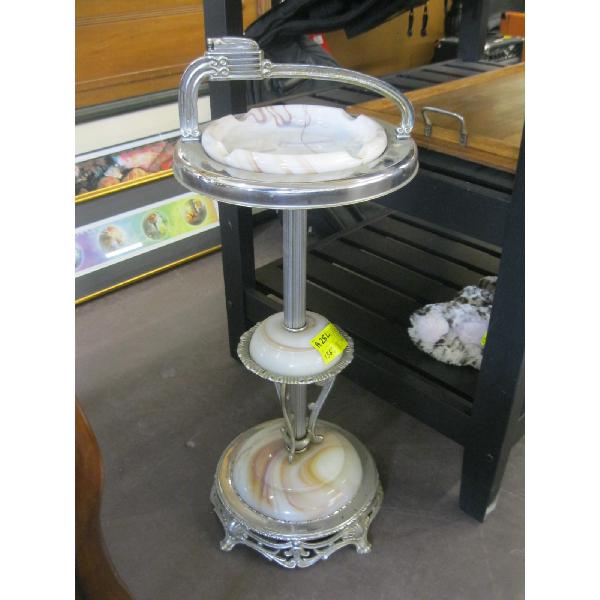 CHROME & MARBLE ASHTRAY STAND