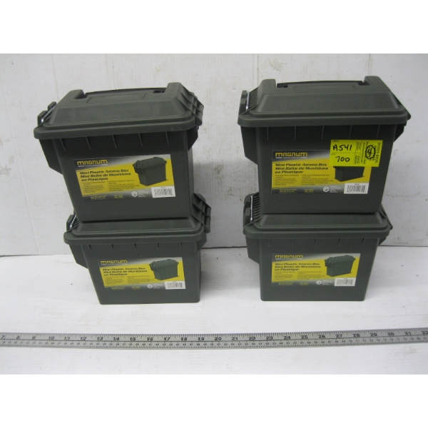4 MINI PLASTIC AMMO BOXES