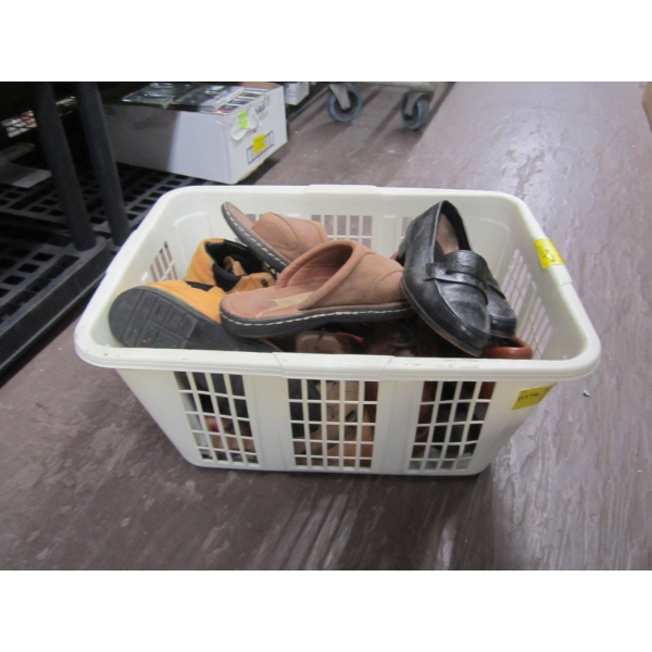 BASKET OF ASST. SHOES, SANDALS, ETC.