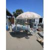 Image 1 : ROUND GLASS PATIO TABLE, 4 CHAIRS & UMBRELLA