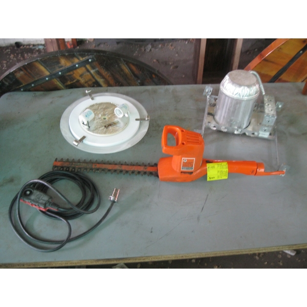 MISC. LIGHT FIXTURE, HEDGE TRIMMER, WINCH CONTROLLER, ETC.