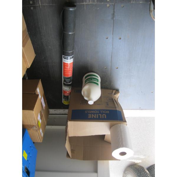BLACK 36"X60"X1/8" ROLLED UP BLACK MAT & BOX OF HAND TOWELS & SOAP