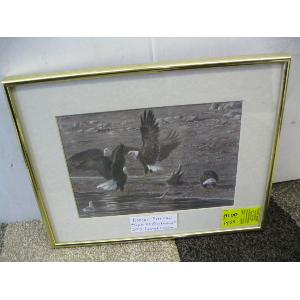 FRAMED ROBERT BATEMAN PRINT "EAGLES AT BRECKINDALE"