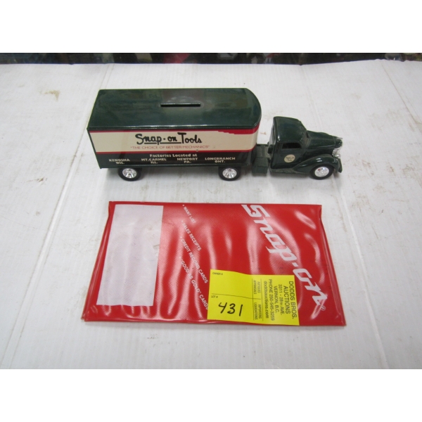 SNAP ON TOOLS TRUCK BANK & PLASTIC CASE