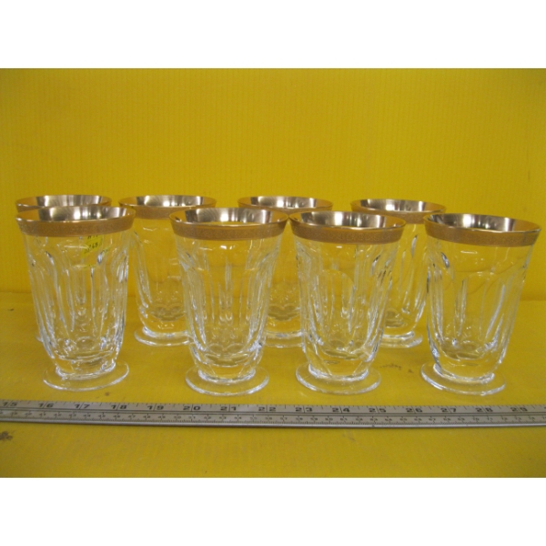 8 MOSERS 24KT GOLD RIM CRYSTAL GLASSES