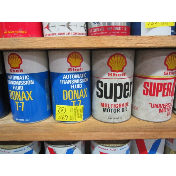 4 SHELL OIL TINS  