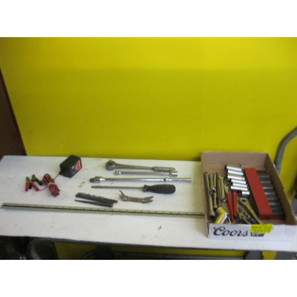 MISC. SM. BATTERY CHARGER, SOCKETS, RATCHETS, ETC.