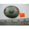 Image 1 : SILVER NAVAJO BELT BUCKLE W/TURQUOISE STONE
