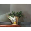 Image 1 : BRASS COAL SKUTTLE & SHOVEL W/ARTIFICIAL PLANTS