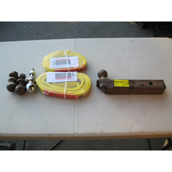 TRAILER HITCH, 2 SLINGS & TRAILER BALLS