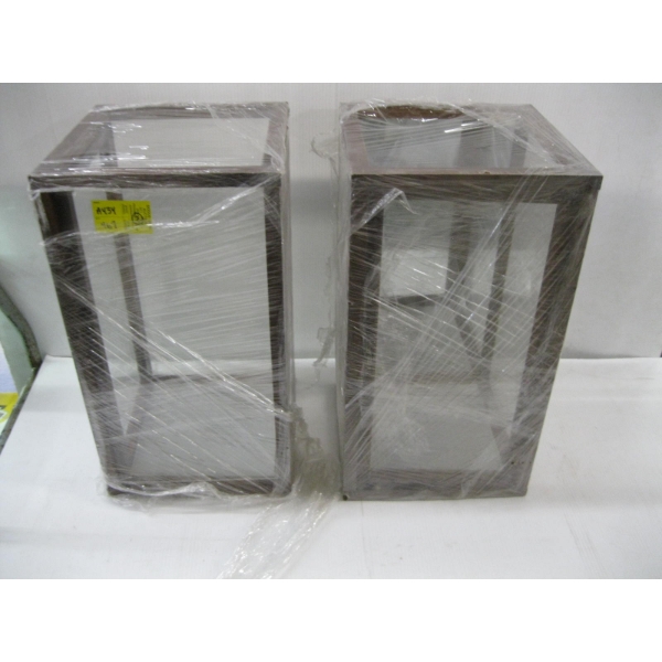 2 WOOD CASED GLASS SHOWCASES