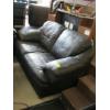 Image 7 : BLACK LEATHER LOOK COUCH & LOVE SEAT - COUCH HAS SOME DAMAGE