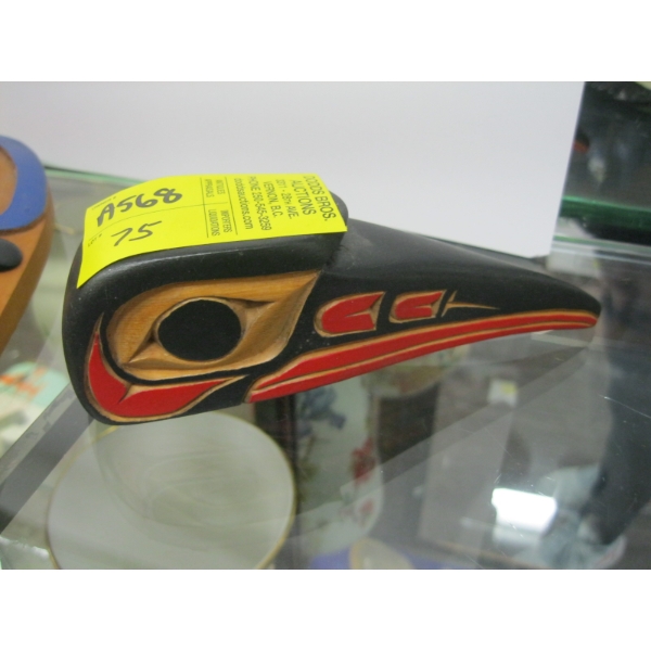 WOODEN CARVED EAGLE HEAD SHAKER