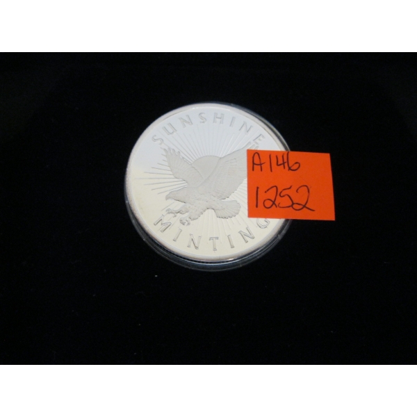 SUNSHINE  MINTING 1 TROY OZ .999 SILVER COIN (TAX EXEMPT)