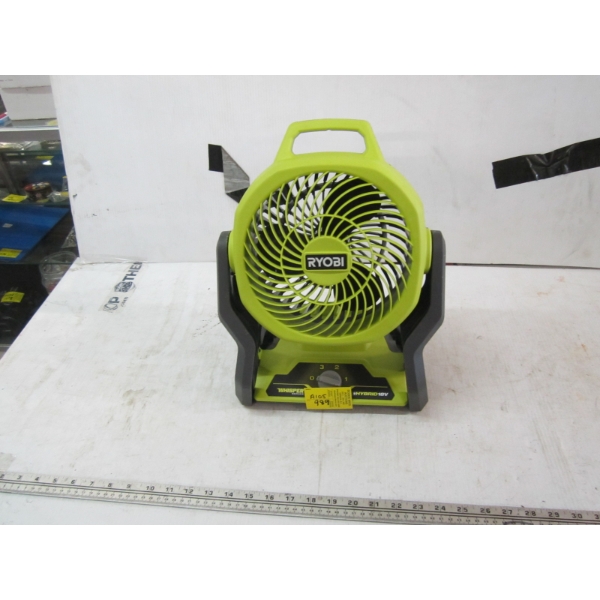 RYOBI BATTERY OPERATED FAN, NO BATTERY OR CHARGER