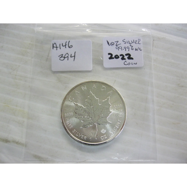 2022 .999 SILVER CDN 1 OZ MAPLE LEAF COIN (TAX EXEMPT)