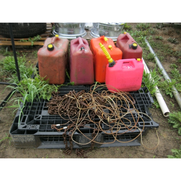 5 JERRY CANS, ETC.