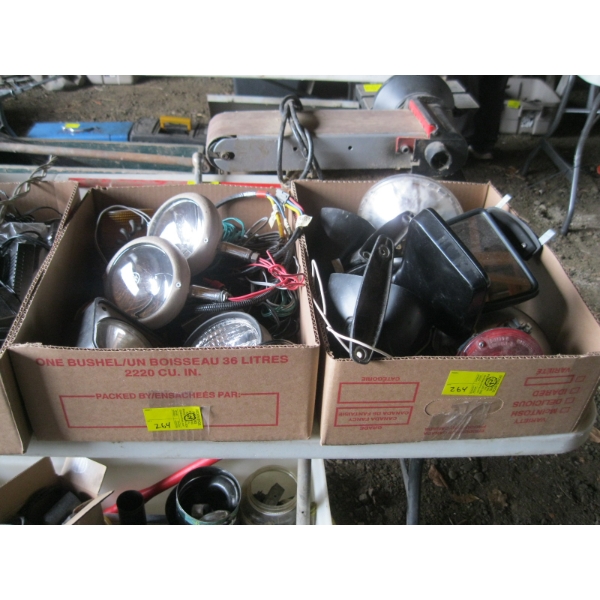 2 BOXES OF MISC. LIGHTS, MIRRORS, ETC.