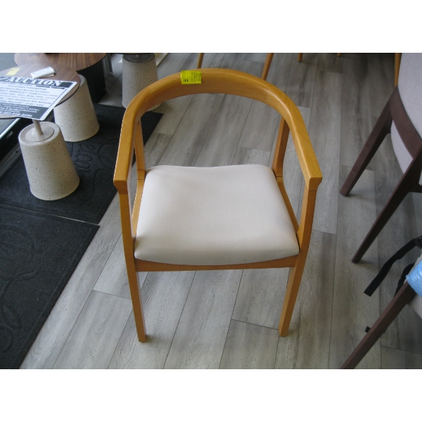 LIGHT UPHOLSTERED WOOD FRAMED DINING CHAIR