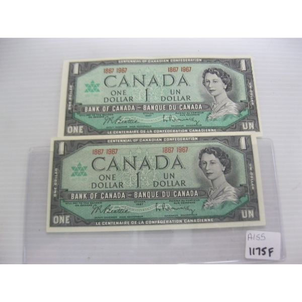 2 - 1967 CDN $1 BILLS