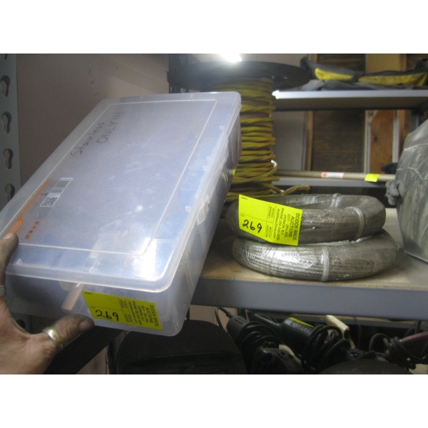 MISC. STAINLESS BUFFING WHEELS & 2 ROLLS OF CABLE