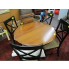 Image 2 : ROUND DINETTE TABLE W/4 WOOD FRAMED UPHOLSTERED CHAIRS W/LEAF