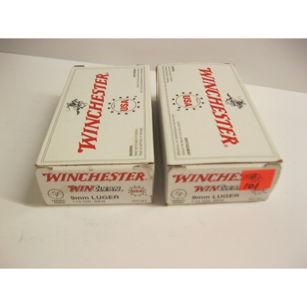 WINCHESTER 9MM LUGER 115GRS FMJ|2X50 CENTERFIRE CARTRIDGES