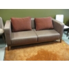 Image 1 : BROWN SOFA W/2 CUSHIONS & WOOD PANEL SIDES