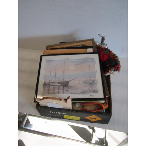 ASST. PICTURES, LEATHER SATCHEL, HEADPHONES, ETC.