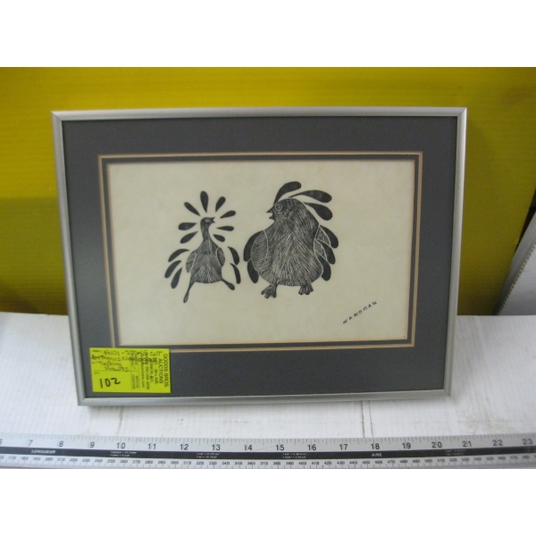 STONE CUT BY ANGUS NANAGAK CALLED "TALKING HENS"