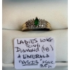 Image 1 : LADIES 10KT RING W/MULTIPLE DIAMONDS & EMERALD 'AS IS' STONE - 2.5G - SZ 6 1/2