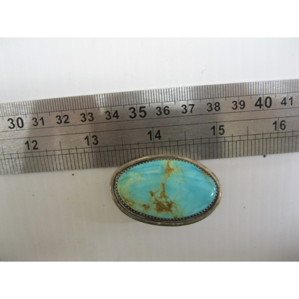 STERLING & TURQUOISE PIN, SIGNED