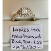 Image 1 : LADIES 14KT HALO DIAMOND RING TCW = 1.02 W/A $6,120. - SZ 4 3/4