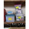 Image 1 : 5 SM. BINS OF ASST. CRAFTING ITEMS, SEWING SUPPLIES, ETC.