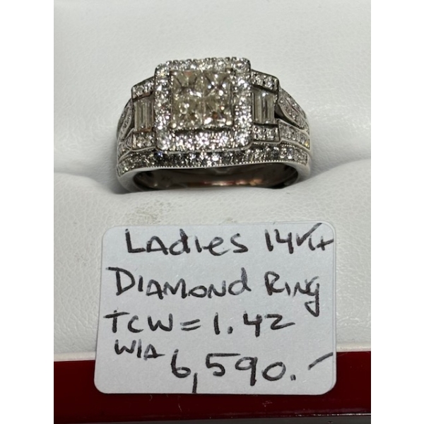 LADIES 14KT DIAMOND RING 1.42TCW, W/A $6,590 - SZ 7 3/4