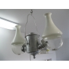 Image 2 : UNIQUE DOUBLE SIDED ANGLE OIL LANTERN - 1 CLEAR GLASS GLOBE CRACKED