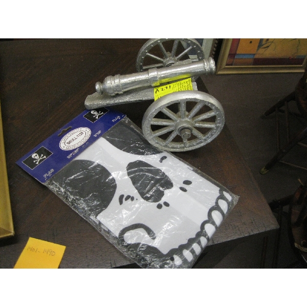 METAL CANNON & A SKULL FLAG