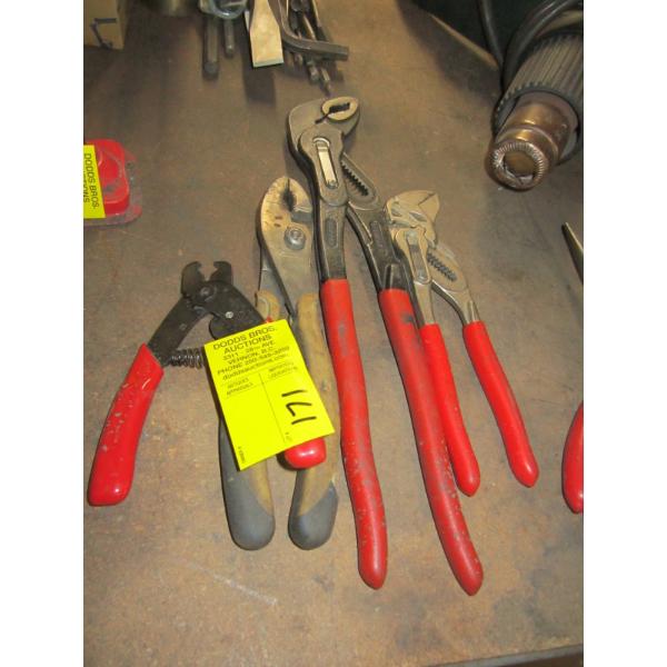 4 SETS OF MISC. SM. PLIERS, ETC.
