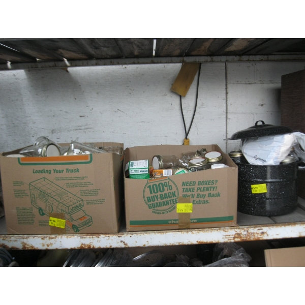 LG. LOT OF ASST. CANNING JARS, LIDS, ETC.