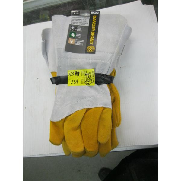 3 PAIR OF GANDER BRAND XL LEATHER WELDING GLOVES