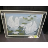 Image 1 : MIRRORED EDGED SWAN FRAMED PAINTING