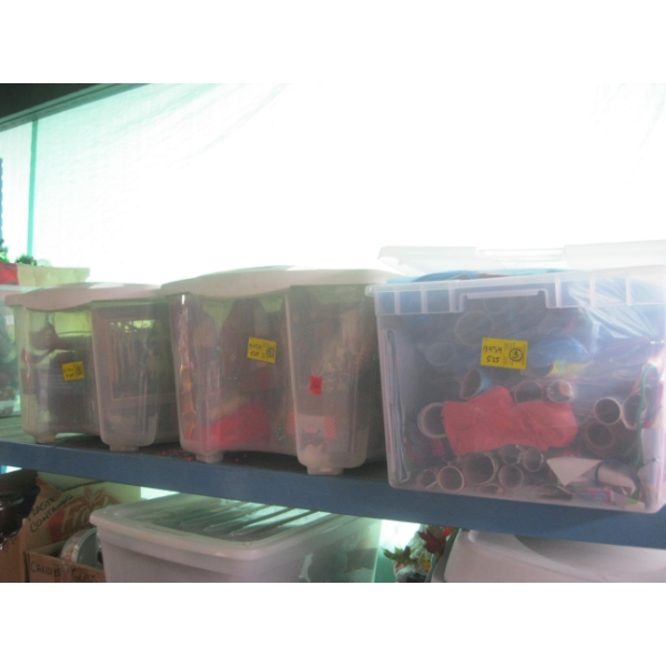 3 BINS OF ASST. CHRISTMAS DECORATIONS, ETC.