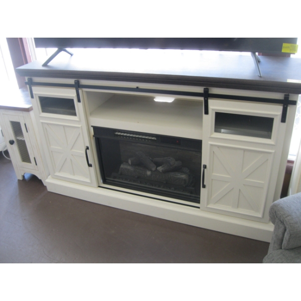 SLIDING BARN DOOR FIREPLACE MANTLE UNIT W/FIREPLACE